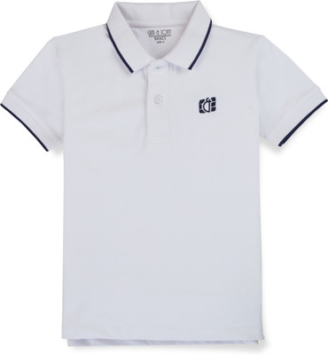 GINI & JONY Boys Solid Cotton Blend Regular T Shirt(White, Pack of 1)
