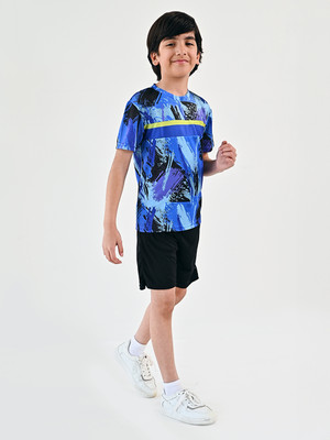 UMILDO Boys Printed Polyester Regular T Shirt(Blue, Pack of 1)