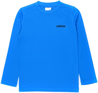 ADIDAS Boys Solid Polyester Regular T Shirt(Blue, Pack of 1)