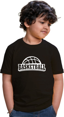 CHOMBOOKA Boys & Girls Printed Pure Cotton Regular T Shirt(Black, Pack of 1)