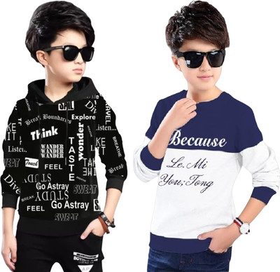 LILBITS Boys Printed Cotton Blend Regular T Shirt(Multicolor, Pack of 2)