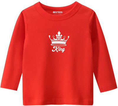 BESTEESCLOTHING Baby Boys & Baby Girls Printed Pure Cotton Regular T Shirt(Red, Pack of 1)