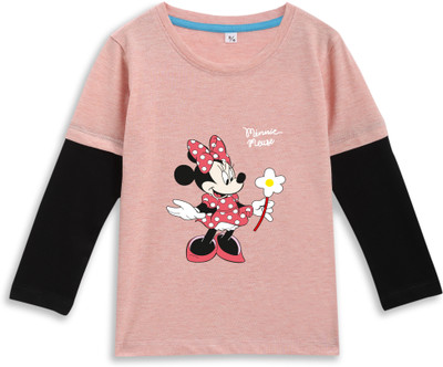 JONIMONI Baby Girls Printed Cotton Blend Regular T Shirt(Pink, Pack of 1)