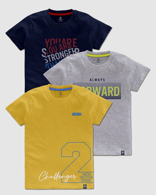 Codez Boys Printed Cotton Blend Regular T Shirt(Multicolor, Pack of 3)