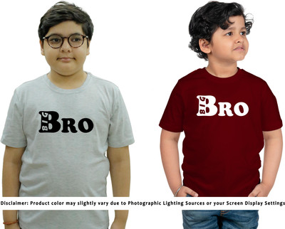 CHOMBOOKA Boys & Girls Typography Pure Cotton Regular T Shirt(Grey, Pack of 2)