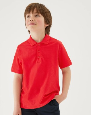 Cayon Fashion Boys & Girls Solid Cotton Blend T Shirt(Red, Pack of 1)