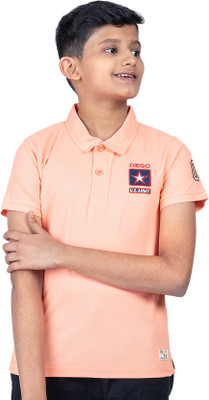 Diego Felipe Boys Colorblock Polyester Slim T Shirt(Orange, Pack of 1)