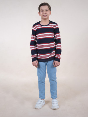 KiddoPanti Boys Casual T-shirt Jeans(Navy & Red & Blue)