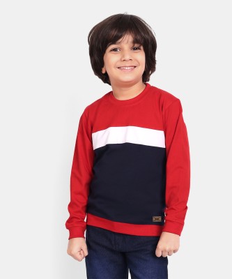 KILLER Boys Colorblock Pure Cotton T Shirt(Red, Pack of 1)