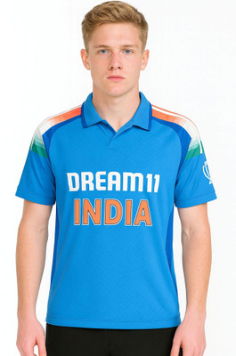 BUGOAT Boys & Girls Printed Polyester Regular T Shirt(Blue, Pack of 1)