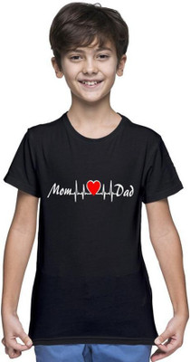 THEVENUS Boys Typography, Printed Cotton Blend Regular T Shirt(Black, Pack of 1)