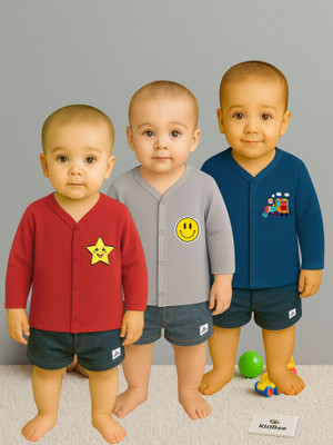 KidBee Baby Boys & Baby Girls Solid Cotton Blend Regular T Shirt(Multicolor, Pack of 3)