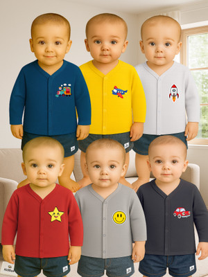 KidBee Baby Boys & Baby Girls Solid Cotton Blend Regular T Shirt(Multicolor, Pack of 6)