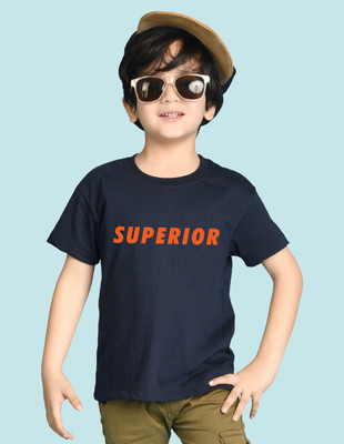 Nusyl Boys Graphic Print Cotton Blend Oversized T Shirt(Blue, Pack of 1)