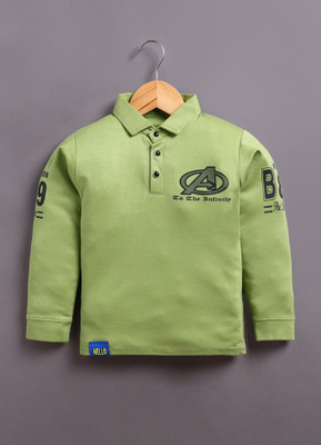 SARDAR DRESSES Boys Printed Cotton Blend Regular T Shirt(Green, Pack of 1)