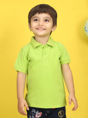Nusyl Boys Solid Polycotton Regular T Shirt(Green, Pack of 1)