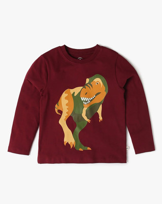 GAP Boys Graphic Print Cotton Blend Regular T Shirt(Maroon, Pack of 1)