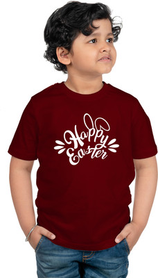 CHOMMBOOKA TRENDING Boys & Girls Printed Cotton Blend Regular T Shirt(Maroon, Pack of 1)