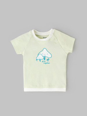 Popees Baby Girls Printed Cotton Blend Regular T Shirt(Light Green, Pack of 1)