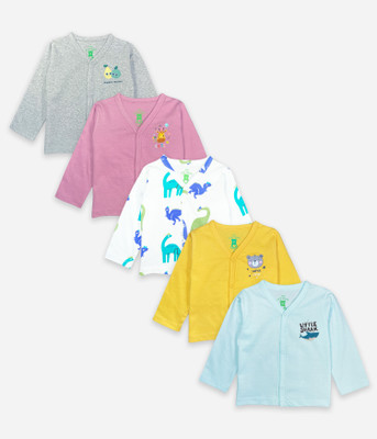 YUV Baby Boys & Baby Girls Graphic Print Pure Cotton Regular T Shirt(Multicolor, Pack of 5)