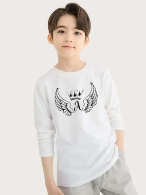 Mitchell Style Boys Graphic Print Polyester Regular T Shirt(White, Pack of 1)