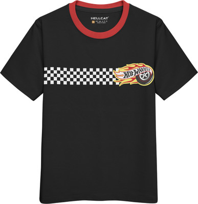 Hellcat Boys Printed Cotton Blend Regular T Shirt(Black, Pack of 1)