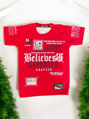 EASTWARDS Baby Boys Printed Polycotton Regular T Shirt(Red, Pack of 1)