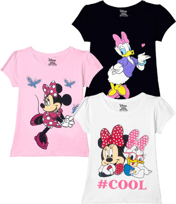 DISNEY BY MISS & CHIEF Girls Printed Cotton Blend Regular T Shirt(Multicolor, Pack of 3)
