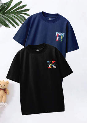 Codez Boys Graphic Print Pure Cotton Oversized T Shirt(Multicolor, Pack of 2)