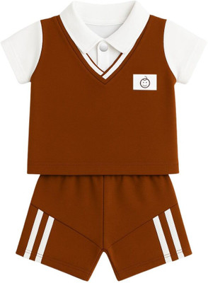 TBM Baby Boys Casual T-shirt Shorts(DARK BROWN)