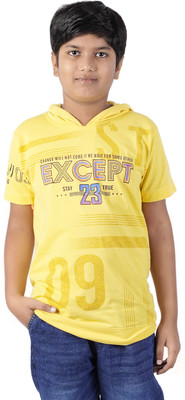 Yellowtoons Boys Printed Cotton Blend Regular T Shirt(Yellow, Pack of 1)