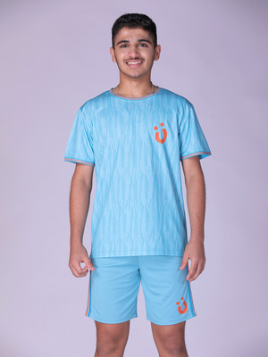 UMILDO Boys Printed Polyester Regular T Shirt(Blue, Pack of 1)