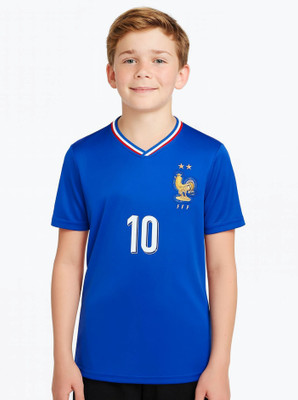 BUGOAT Boys & Girls Printed Polyester Regular T Shirt(Blue, Pack of 1)