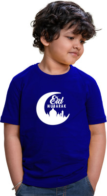 CHOMMBOOKA TREND Boys Graphic Print Pure Cotton Regular T Shirt(Blue, Pack of 1)