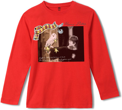 WEAR YOUR MIND Boys Graphic Print Pure Cotton Regular T Shirt(Red, Pack of 1)