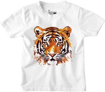 BonOrganik Boys Printed Pure Cotton Regular T Shirt(White, Pack of 1)