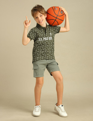 U.S. POLO ASSN. Baby Boys Conversational Pure Cotton Regular T Shirt(Green, Pack of 1)