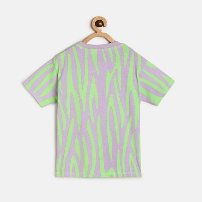 MINI KLUB Boys Typography, Printed Pure Cotton T Shirt(Purple, Pack of 1)