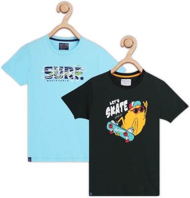 MONTE CARLO Boys Printed Pure Cotton T Shirt(Multicolor, Pack of 2)