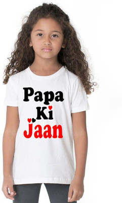 KPPRINT Boys & Girls Printed Cotton Blend Regular T Shirt(White, Pack of 1)