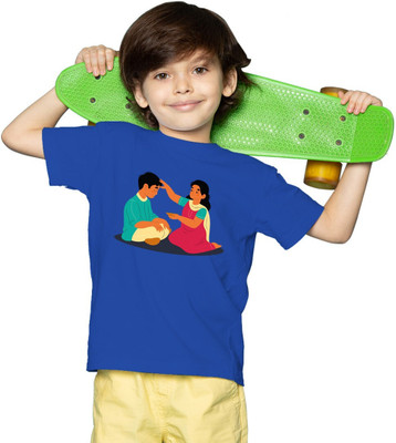 CHOMBOOKA Boys Printed Polyester Oversized T Shirt(Dark Blue, Pack of 1)