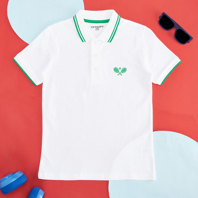 Pantaloons Junior Boys Solid Pure Cotton Regular T Shirt(White, Pack of 1)