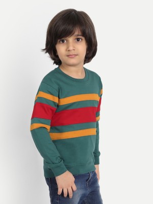 PROVOGUE Boys Striped Pure Cotton Regular T Shirt(Multicolor, Pack of 1)