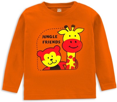 TSP Boys & Girls Printed Pure Cotton T Shirt(Orange, Pack of 1)