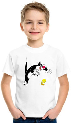 Shubham designer gallery Baby Boys & Baby Girls Cartoon/Superhero Cotton Blend Regular T Shirt(White, Pack of 1)