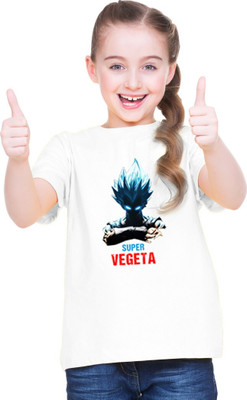 MH FASHION TRENDS Girls Printed Pure Cotton Oversized T Shirt(White, Pack of 1)