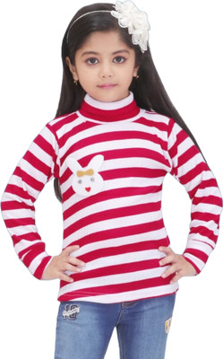 Admire Girls Party Cotton Blend Woollen Top(Red, Pack of 1)