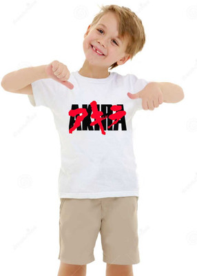 RAMRAMJI Boys Printed Cotton Blend Regular T Shirt(White, Pack of 1)