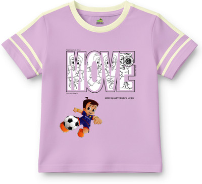 CHHOTA BHEEM Boys Printed Cotton Blend Oversized T Shirt(Purple, Pack of 1)