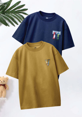 Codez Boys Graphic Print Pure Cotton Oversized T Shirt(Multicolor, Pack of 2)